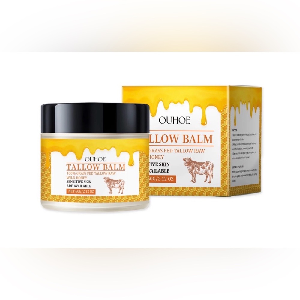 OUHOE Tallow Balm Grass Fed Honey Sensitive Skin Moisturizer 2.12oz New Factory